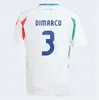 2024 Europ Cup Italy Soccer Jerseys Player Version Maglie Da Calcio långärmad Pellegrini Chiesa Barella 24 25 Italia Home Away Football Shirts Men Uniform Kids Kit