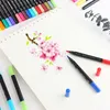 Kreatywne artykuły papiernicze Art Pen kolor pędzel pędzel zmywalny atrament sztuka 12/18 Kolor podwójny akwarela pen z piórem kreatywne pióro