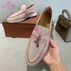 Casual Shoes Kid Suede Women Flat Lazy Slip-On Metal Loafers Lady Walk Men Summer Leather Flats Large Size 46