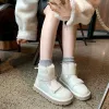 Laarzen 2023 Winter Velcro Velcro Warm Cotton Shoes Dames Winterlaarzen Dikke Sole Pluche Snow Short Boots for Women