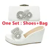 Dress Shoes Elegant Italian And Bags Matching Set With Appliques Wedges For Women Wedding Bride Slip On High Heels Pumps