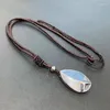 Pendant Necklaces Terahertz Natural Stone Water Drop Leaf Pendants With Rope Chain Necklace Energy Polysilicon Ore Crystal Fashion Jewelry