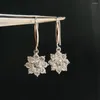 Dangle Earrings S925 STERLING SILVER INLAYジルコンフラワーズヒマワリ魅力的なデリケートスパークルジュエリー
