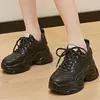 Casual Shoes Genuine Leather Thick Soles Sports Height Increase Sponge Cake Round Toe Mesh Breathable Dad Comfortable Versatile