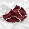 Calcinha feminina doce amor borgonha vermelho meninas algodão virilha meados de cintura briefs senhoras mulheres roupa interior estudante