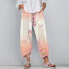 Kvinnor Pants Summer Byxor för kvinna 2024 Wide Leg Capris Cropped Beach midja Baggy Crop Female Streetwear Sweatpants