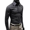 Men's Dress Shirts Snap Shirt Not See Through Comfortable Washable Solid Long Sleeve Button Down Anti-wrinkling