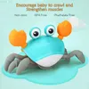 Electric/RC Animals Baby Crling Crab Toy Electric With Light Up And Music Automatically Avoid Obstacles For Kids YQ240402