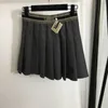 Skirts designer 2023 New Elegant Women's Embroidered Letter Ribbon High Waist Pleated Half Skirt Safety Pants Lining VC5B