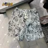 Men's Shorts Design Sense Floral Denim Fashionable All-Match Loose Blue And White Porcelain Cropped Pants Casual