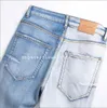 Jeans masculin 2024 New Blue Polished Street Plaid Plaid Small Straight Jam Stretch Taper Jeans Men's Trendy Purple Brand Brand Jeans