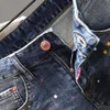 Herrenjeans Modische Herren-Jeans-Shorts, neue Sommer-Herren-Jeans, blau, zerrissene Jeans, hochwertige Herren-Denim-Shorts mit Farbspritzer-Technologie, L2404