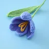 Decorative Flowers Hand-knitted Open Tulip Crochet Artificial Cotton Wedding Car Homemade Decoration Ornament Desktop Decor Bouquet Gift