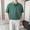 Erkek Polos Büyük Boy Koyu Kısa Kollu Tişört Modaya Gizli ve Slim Fit Casual Tee