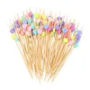 Disposable Flatware 100Pcs 12cm Cocktail Picks Creative Handmade Heart Shape Bead Appetizer Fruit Toothpicks Party Supplies