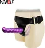 Produits de sexe minuscule balle vibrateur sangle sur harnais double gode Strapon pantalon jouets sexuels pour femmes Couple lesbiennes jouets érotiques Q Y meilleure qualité