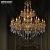 Meerosee Traditional Crystal Chandelier Light Classic French Pendant Hanging Lamp E12 E14 30 Arms Living Room Hotel Indoor Home Lighting