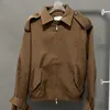 Diseñador de imitación de cuero para mujer Alta calidad ~ 23 Otoño e invierno Cuero de oveja 100% chaqueta informal corta con cuello cuadrado genuino LY5U