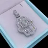 Biżuteria hip -hopowa szterling Sier Baguette Cut vvs mosiniane diamentowy Hamsa lodowany mrożony moissanite niestandardowy wisiorek