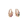 Stud 2024 Rainbow Cz Dangle Charm Earring Gold Color Variou Colored 3A Zirconia Round Dot Elegance Fashion Women Mini Earring Jewelry Q240402