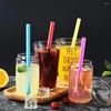 Disposable Cups Straws 100pcs Long Drinking Colorful Plastic Wide Straw Milk Tea Juice Cocktail Drink DIY Party Kitchen Accessories