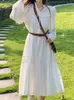 Повседневные платья, белое длинное женское летнее платье с рукавами, женское элегантное и шикарное праздничное женское свободное пляжное платье на шнуровке