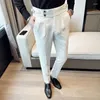 Costume gaufré pour hommes, costume Social formel, pantalon coréen, Slim, taille haute, Design décontracté, robe de mariée Pure, printemps été