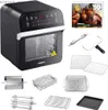 Air Fryers 12,7-kwarty 15-w-1 elektryczny piekarnik Fryer z Rotisserie i odwadniaczem + 50 przepisów QT Black Y240402