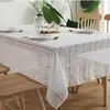 Nappe de Table en coton et lin ajouré au crochet, sans plis, Anti-décoloration, couverture lavable pour la cuisine, la salle à manger, la fête