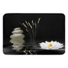 Tapis Zen pierres blanc fleur Lotus noir maison paillasson décoration flanelle doux salon tapis cuisine tapis chambre tapis de sol