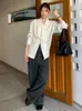 Blouses Femmes BJTZ Design Inspiré Stand Up Collier Ceinture Chemise à rayures verticales pour femmes 2024 Printemps Été Chemisier à manches longues HL391