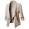 Kvinnors kostymer Kvinnor Asymmetrisk kostym Jacka Öppen front Ruched Business Blazer Långärmad solid Cardigan Professional Coat