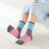 Women Socks 1Pairs Cotton Five Finger Colorful Stripes Split Toe Sports Kawaii Harajuku High Tube Five-Toe