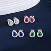 Pendientes de tuerca de plata de ley S925 para mujer, pequeños y de lujo, Retro, elegante, temperamento en forma de pera, gota de agua, circonita, boda