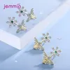 Boucles d'oreilles papillon en argent Sterling 925, mignon, pour femmes et filles, fête, cristal CZ, tendance, bijoux à la mode, vente en gros