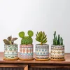 Vasi Vaso in ceramica stile arte astratta Decorazione desktop Mandala Bonsai Pot Office Cactus Fioriera traspirante succulenta