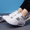 Casual Shoes Woman Sport High Platform White Wedge 7cm Sneakers Breattable Air Cushion Bekväm tjock botten ökar