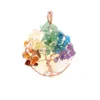 Pendentif Colliers JLN Gemstone Round Cabochon Chip Stone Fil Enveloppé Quartz Sept Chakra T Charme avec chaîne en laiton Collier Drop Deliv Dhhrh