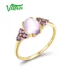 VISTOSO 14K 585 Geel Gouden Ringen Voor Vrouwen Echt Amethist Solitaire Roze Engagement Wedding Delicate Fijne Sieraden 240402