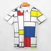 Retro Mondriaan Plaid Casual T-shirts Mondriaan Moderne Kunst Polo Shirts Kraag Y2K Shirt Mannen Grafische Kleding 4XL 5XL 6XL 240320