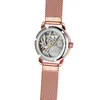 Montres-bracelets en or rose petite montre en acier cadran blanc mécanique et mouvement automatique montres pour femmes pour hommes