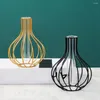 Vases pratiques style nordique tube à essai porte-plante en fer forgé planteur de verre simple vase de couleur dorée pour le jardin