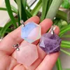 Pendentifs Reiki Pierre Naturelle Pendentifs Opale Lapis Améthystes Pendule En Cristal Rose À Facettes Hexagonal Violet Quartz Pendulo Femmes