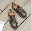 Oxfords 2023 Chic Oxford Schuhe für Frauen echte Lederschuhe Retro schnüren Oxfords Ins Style Patent Leder Flachschuhe