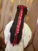 Hårklipp retro kinesiska Hanfu Red Chiffon Tassel Hairband för huvudbonad Kvinnor Bältband Ornament Bindtillbehör Gåvor