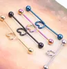 5 color Heart Shape 44mm long industrial barbell piercing spiral earring ear Piercing tragus Bar Helix Ear Plug Stretcher2382302