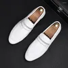 Dress Shoes Fashion Men's Leather Male Luxury Designer White Penny Loafers Wedding Prom Homecoming Footwear Zapatos Hombre