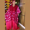 Ubranie etniczne Abayas muzułmańskie kobiety cekin Tassal Bat Sleeve luźna sukienka Turcja Kaftan African Boubou Dubai Arabic Party Maroko Jalabiya