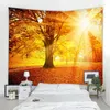 Tapissries Nordic Natural Landskap Tapestry Sunshine Maple Forest Decoration Wall Art Filt