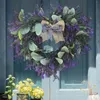 Flores decorativas grande grinalda lavanda formato de coração guirlanda para ornamento de jardim doméstico
